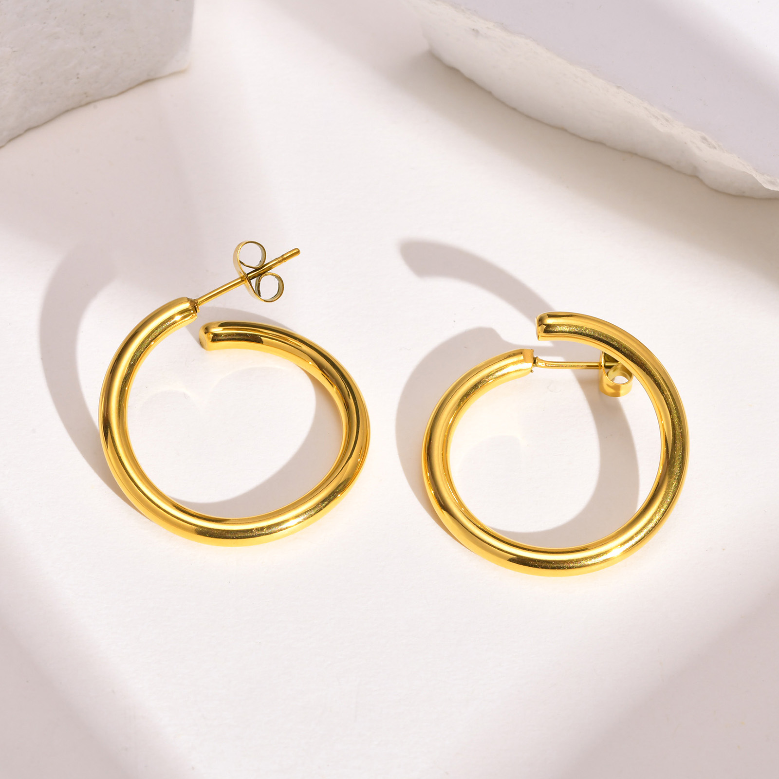 Earrings Event & Party Supplies PVD Coated Gold Plating Process Fashion Solid Color Plating 201 Stainless Steel 18K Gold Plated Stainless Steel Earrings