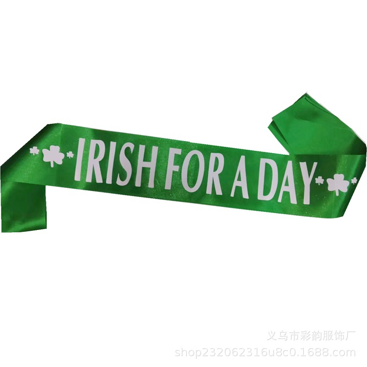 Accesorios transfronterizos del día de San Patricio conjunto de gorras de trébol correa de hombro cadena de cuentas decoración del día de Irlanda