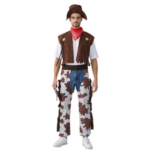 Adult Male Western Cowboy Costume Halloween cosplay Masquerade cosplay Performance Dress