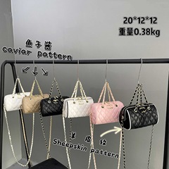 原厂皮奢侈品平替包25P小香风枕头斜挎手提包女波士顿包保龄球包