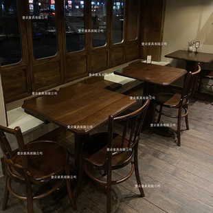 工业风复古咖啡店餐厅酒吧实木桌椅组合甜品店民宿清吧餐桌小方桌-阿里巴巴