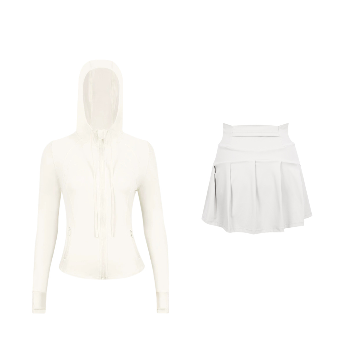 ​​Stylish Women's Hooded Jacket & Skirt Set - Stretchy Activewear For Running, Yoga & Casual Wear​​ Versatile Matching Set​​_ecoleips.com