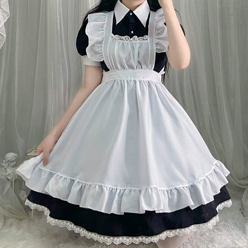 Cos black and white maid outfit cute maid soft girl Lolita dress Japanese sexy catwoman uniform suit