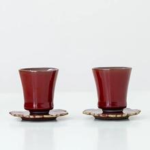 郎红釉汝窑茶杯陶瓷家用单杯纯手工色釉手绘胭脂红对杯名窑轻奢