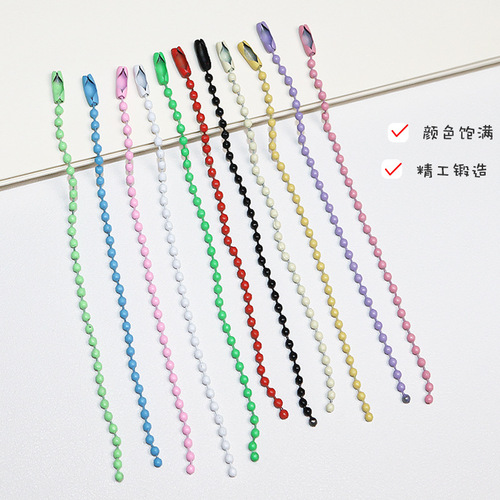 Colorful Bead Chain Wholesale Hook Chain Metal Wholesale Material Pack Keychain Small Pendant Bead Chain Matching Gradient Glitter Plate