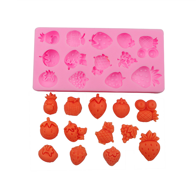 Epoxi molde fresa plátano Fondant chocolate molde de silicona Zanahoria Apple seta pastel molde para hornear