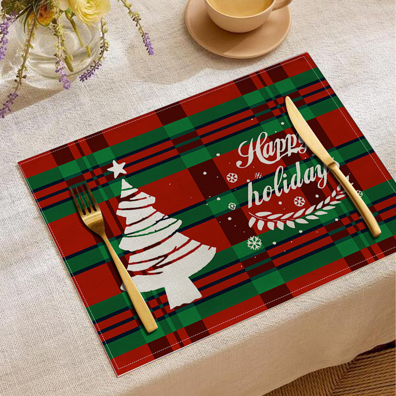 Jity Amazon 人気のクリスマスプレースマット レストラン雰囲気レイアウト テーブルマット リネンプリント断熱マット 洋食マット|undefined