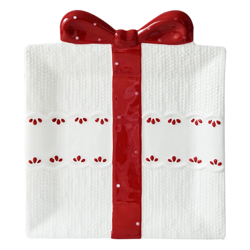 Exquisito regalo plato bowknot caramelo placa cuadrada placa de la torta Placa de té de la tarde Placa de postre Fiesta de la boda multi-función placa