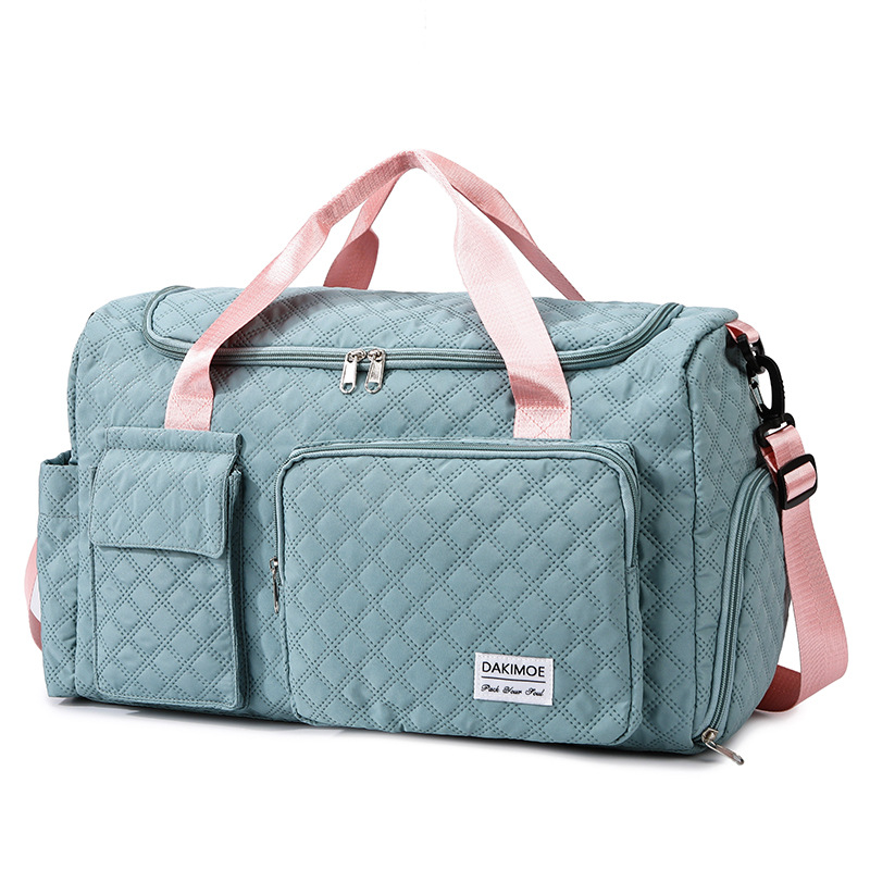 Bolsa de ejercicios de tendencia en relieve de diamante de gran capacidad de almacenamiento de zapatos separación seca y húmeda bolsa de yoga bolsa de viaje plegable