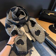 新しい秋冬の両面の大きい愛の格子の小さい香風のマフラーのネットの赤い金の百合のストールの韓国系の保温のマフラー