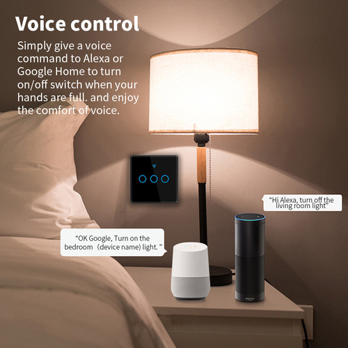 Tuya WiFi smart switch home smart wireless control panel alexa voice glass touch switch