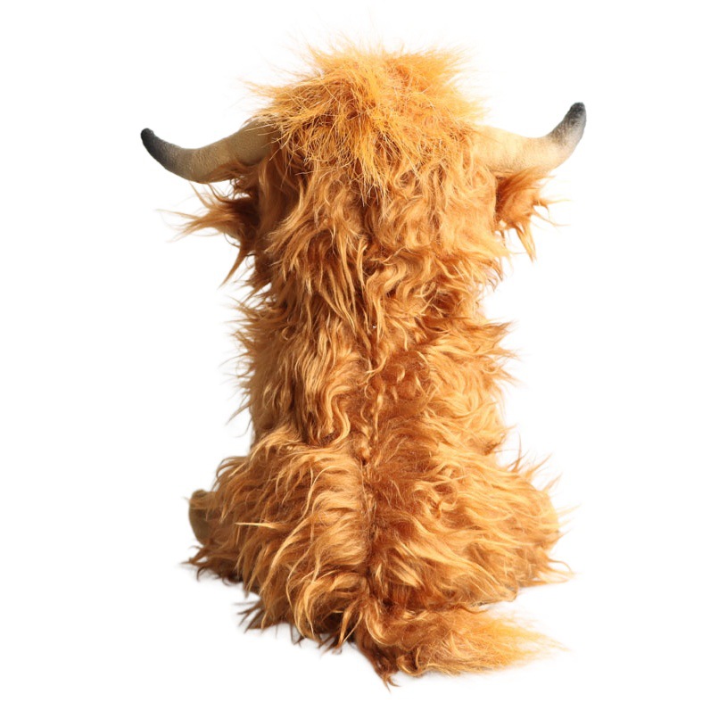 En stock cross-border Highland Cow simulación Scottish Highland Cow muñeca de peluche de pelo largo Vaca red juguete rojo