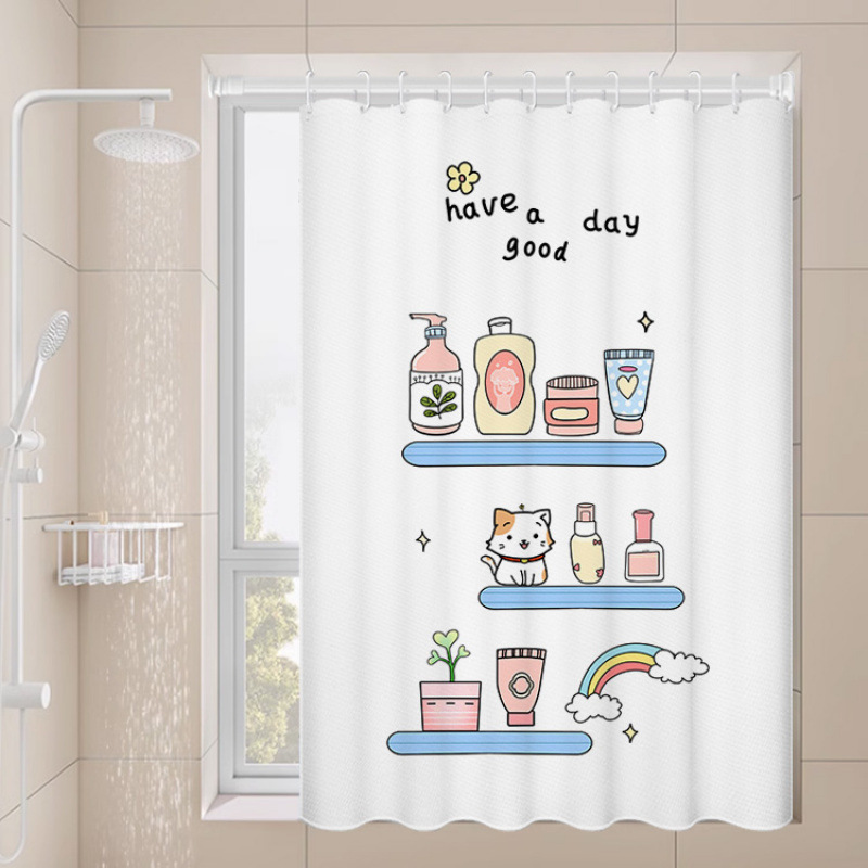 Modern Minimalist Waterproof No-Drill Bathroom Window Curtain Suitable for Bathroom Privacy and Light-Transmitting