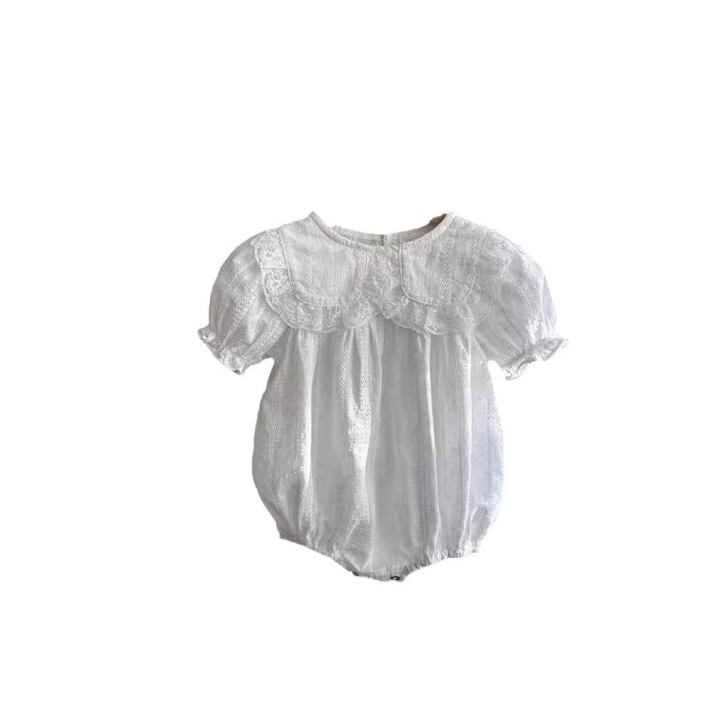Ropa de verano para bebés delgada ropa infantil coreana ropa de verano para niños niñas collar de encaje camiseta para niños