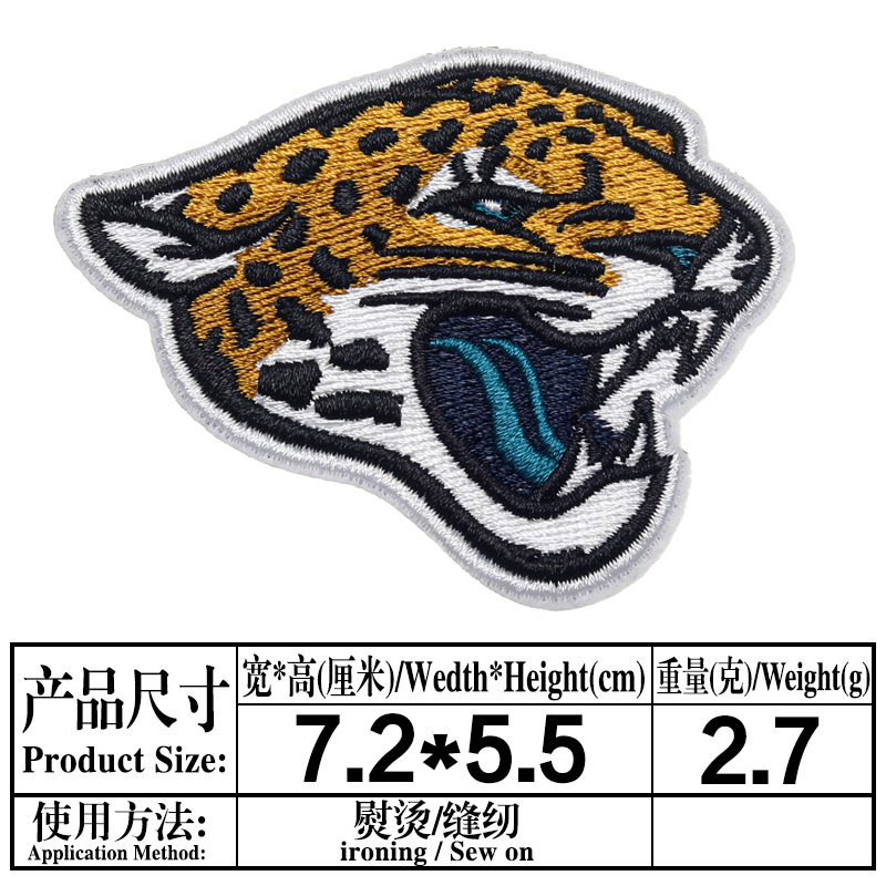 Planchado adhesivo NFL Liga Americana 32 Equipo LOGO Emblema del equipo Insignia de bordado de computadora Etiqueta engomada de tela bordada Parche de parche