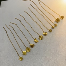 新款欧美时尚钛钢批花耳线长款流苏耳环防过敏不掉色电镀18K厂家