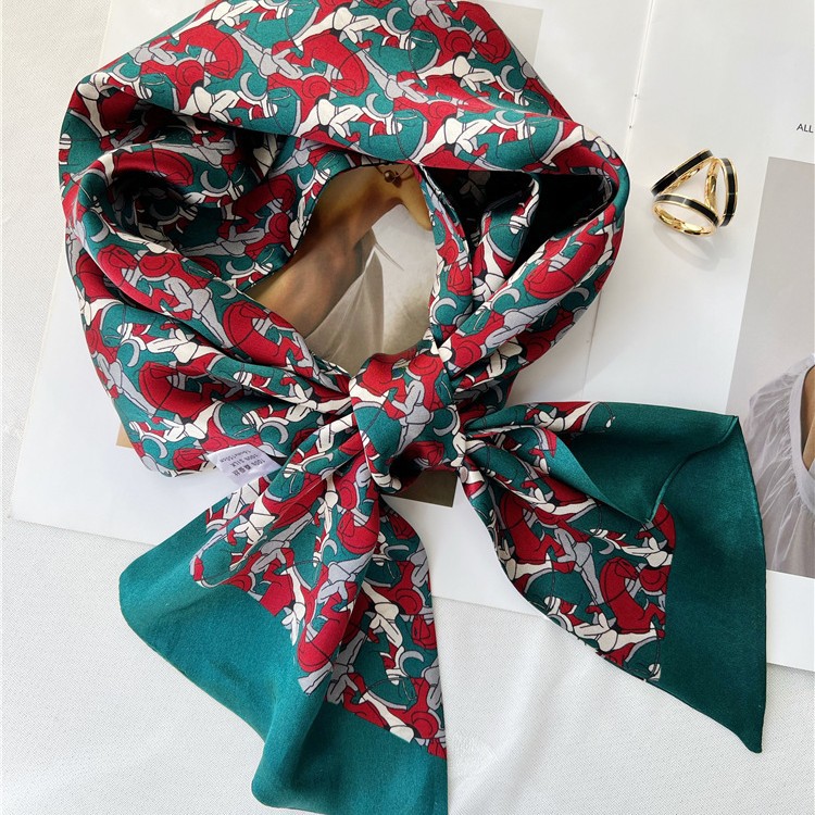 Elegant universal silk summer long double-sided scarf