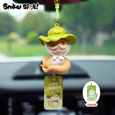 Authentic Year of the Snake Puppy Snake Dot Car Car Pendant Creative Straw Hat Doll Rearview Mirror Pendant Gift in the Car