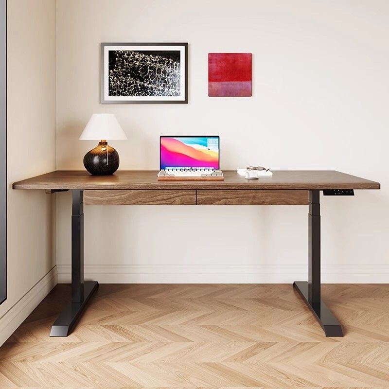 Black Walnut Solid Wood Black Walnut Adjustable Desk with Drawers for Living Room, Bedroom, Study, Office, and Gaming Black Walnut Solid Wood Black Walnut Adjustable Desk with Drawers for Living Room, Bedroom, Study, Office, and Gaming