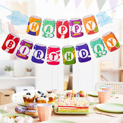 国境を越えた新しいコーラボトルハッピーバースデーフラグHAPPY BIRTHDAY新しいパーティーバナー装飾用品