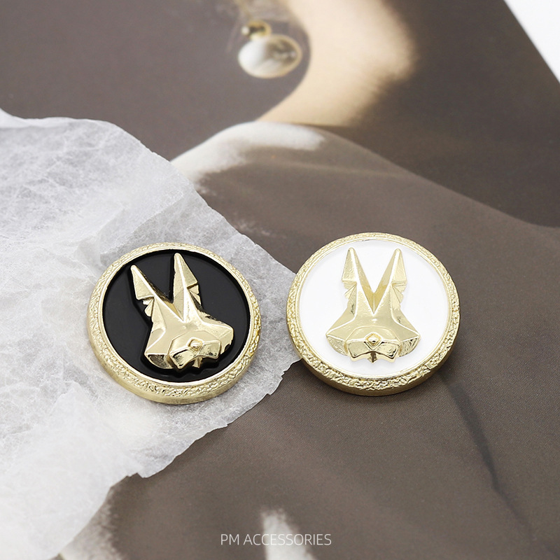 批发学院风复古立体兔子金属喷漆纽扣西装外套服装辅料圆形扣子