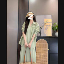 森系夏季薄款休闲风慵懒风春夏时尚套装防晒衬衫套装夏季两件套