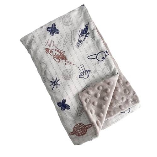 Summer and autumn thin children's jellybean rug 100% cotton embroidered breathable double-layer cover blanket air-conditioned room small comfort push car blanket