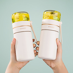 2021夏季新款創意水杯泡茶杯子 ins風雙層玻璃杯 茶水分離保溫杯