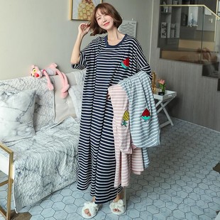 Fresh Fruit Short-sleeved Nightdress Korean Style Cartoon Loose Mid-length Pajamas Women's Summer Sweet Student Home Clothes