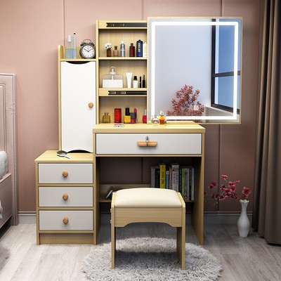 Mesa moderna minimalista, mesa de maquillaje de estilo de crema, dormitorio, mini tocador, alquiler de casa, gabinete de maquillaje en uno image 37