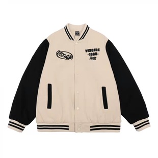 Japanese Style Retro Preppy Style Baseball Uniform Jacket Couple Spring & Fall Niche American Cotton Jacket Custom Pattern Size