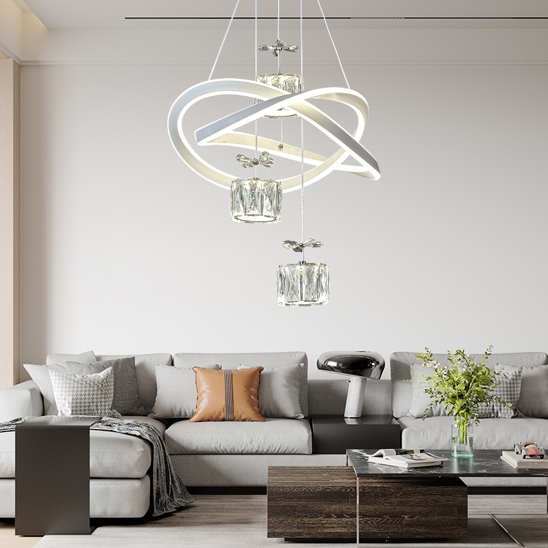 Candelabro de restaurante de lujo ligero creativo moderno, lámpara de cristal, dormitorio principal led para el hogar, lámpara de sala de estar de alta gama, lámpara Zhongshan