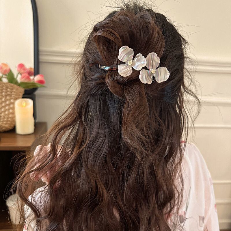 高級キラキラリボンワンラインクリップ秋冬女性後頭部フラワーヘアピンヘアピンヘアピンヘッドドレス写真撮影ミント|undefined