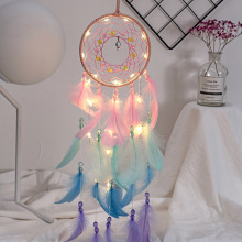 Colorful True feather dream catcher lights up Creative dream