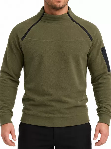 Cross-Border European Size Autumn and Winter Half-Zip Sweatshirt Slim Fit Long-Sleeve Pullover Fleece Jacket Men's European and American Sports Casual Wear