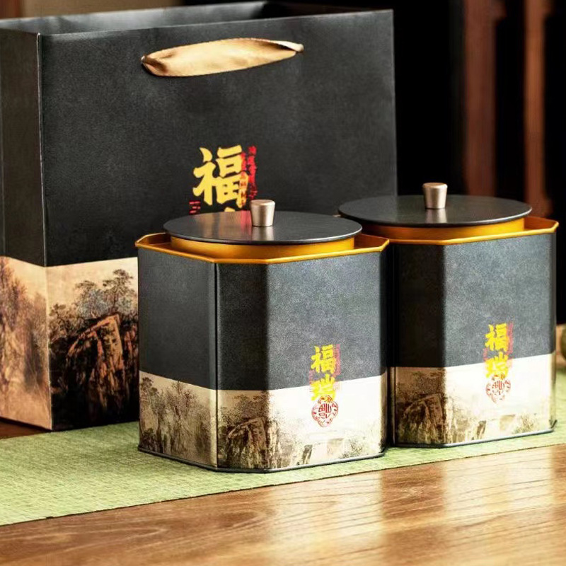 复古茶叶罐储存罐凹凸盖卡式新会陈皮密封罐八角包装高档茶盒茶罐