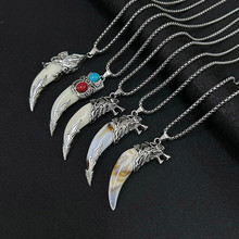 欧美男士个性狼牙项链吊坠嘻哈学生长款毛衣链复古民族风挂件配饰