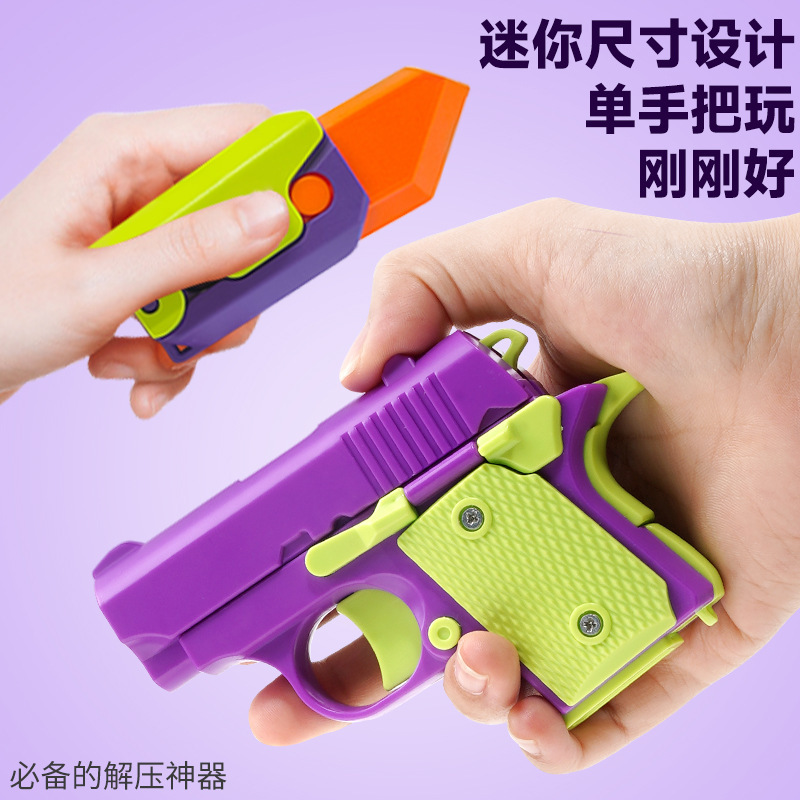 Internet-famous cross-border toy radish knife 3D gravity stress-relief toy, same model as radish gun, glow-in-the-dark radish knife for wholesale