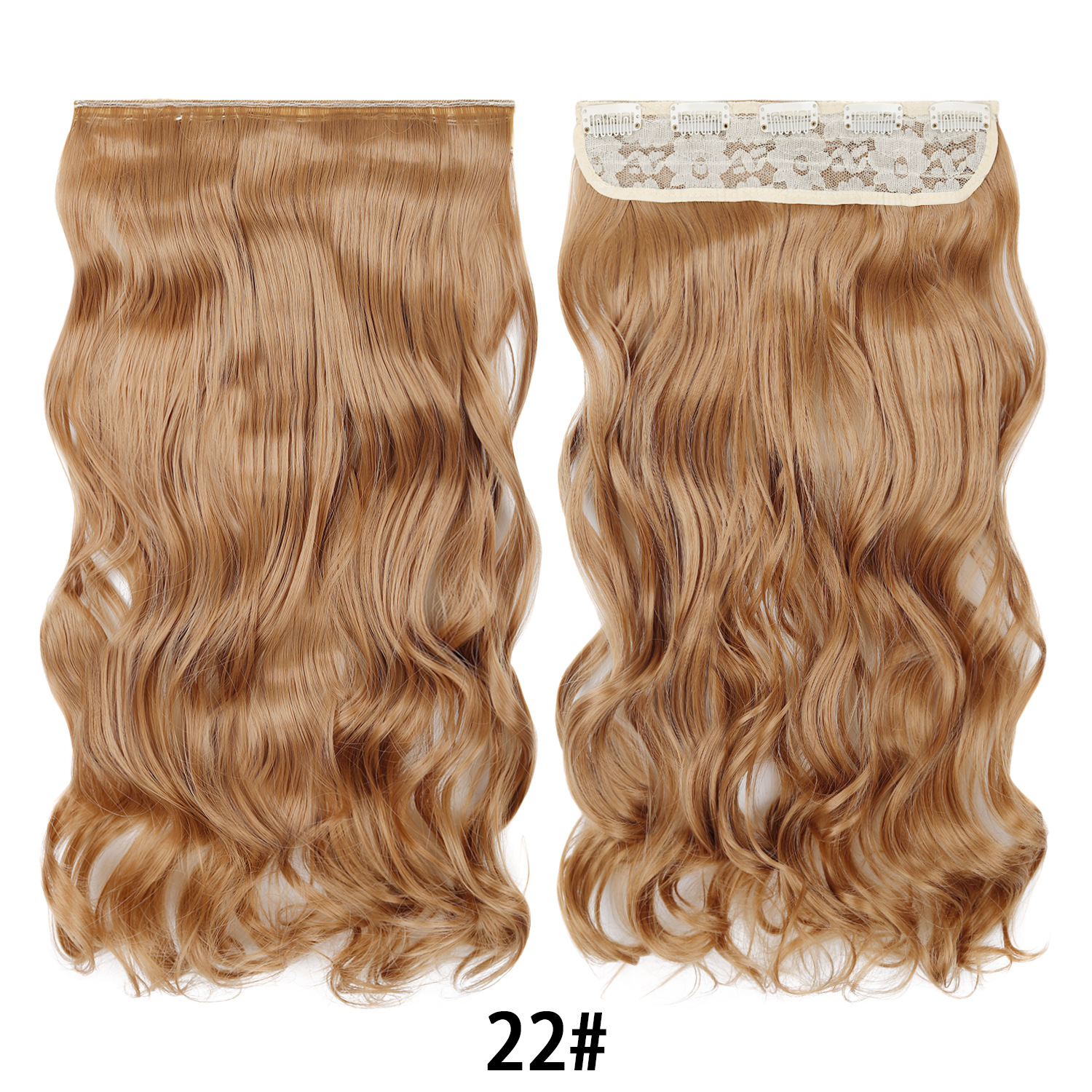 Extensión de Cabello de 5 Clips de 18 Pulgadas de Fibra de Alta Temperatura Rizado para Señoras