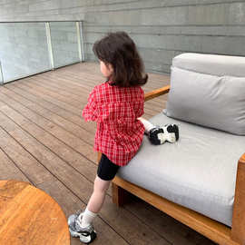 男女童松弛甜酷肌理感春夏格子衬衫2026春装新款儿童长袖上衣骑行