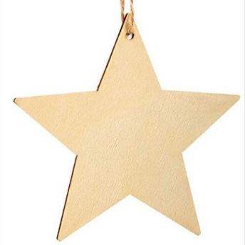 11 pulgadas/27,94 cm astillas de madera de estrella de cinco puntas con agujeros decorativos astillas de madera de estrella de cinco puntas 8 piezas un paquete con cuerda de cáñamo