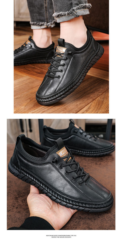 Giày lười nam da PU mềm đế bệt kiểu mới phong cách casual — Màu xám (có thể liên hệ với khách hàng để xem chi tiết), màu nâu, đen chi tiết 12