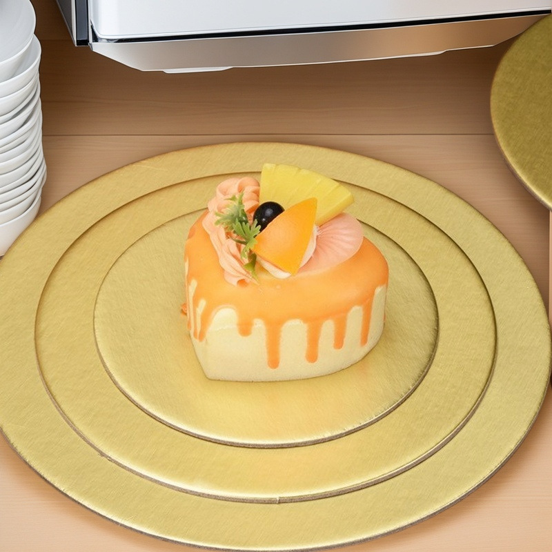 Tarjeta de oro espesado endurecido borde redondo bandeja de la torta de mousse torta de la parte inferior de la torta