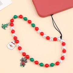 娜佳新款聖誕吊墜手機鏈串珠聖誕老人短款diy手機殼飾品掛件防摔