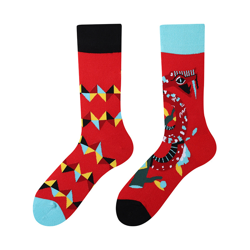 Hombres y mujeres AB diseño original asimétrico calcetines estilo callejero personalidad dibujos animados ab medias creativas calcetines de algodón