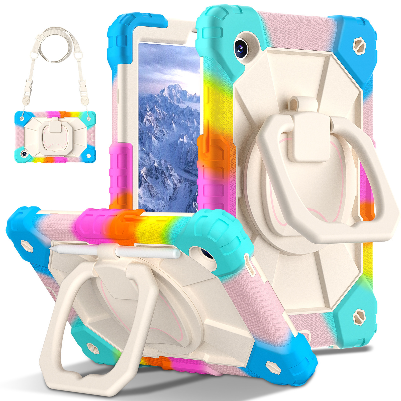 Suitable for Samsung Tab A11 Tablet Protective Case A11+/A11Plus Portable Rotating Stand Silicone Anti-Fall Cover
