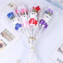 香皂玫瑰花束包花小熊公仔泡沫熊七夕情人教师节开业活动学生礼品