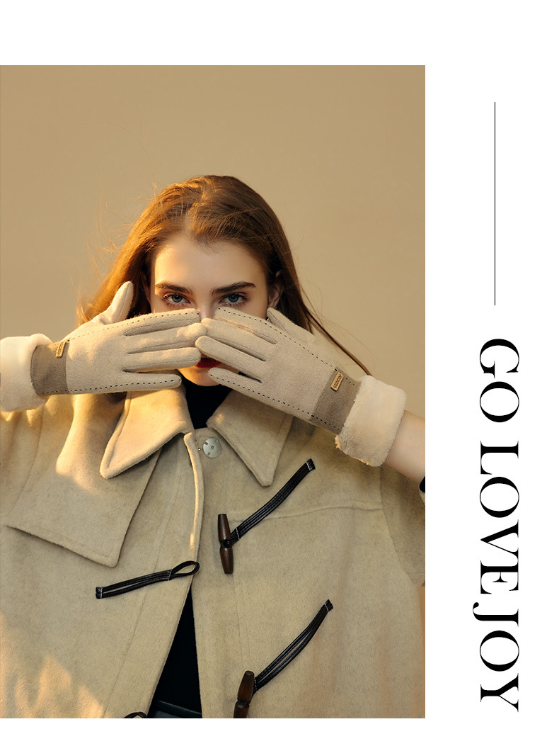 25 Wool Cashmere Gloves For Women Fleece Lined Thickened Cold-Proof Warm Cycling Driving Touchscreen Winter_voghion.com