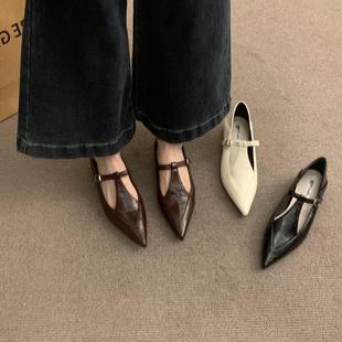 French Retro Height-Increasing Mary Jane Shoes 2025 Spring New Pointed Flat Versatile Commuter Hollow Single Shoes
