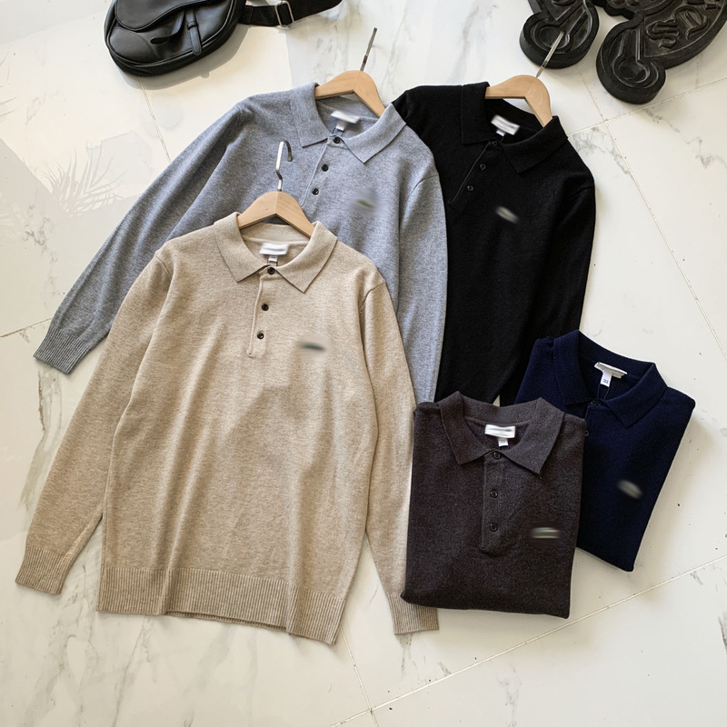 Cross-Border Lac Crocodile Light Business Old Money Style Long Sleeve Casual Loose Lapel Polo Shirt Knitwear T-Shirt Top